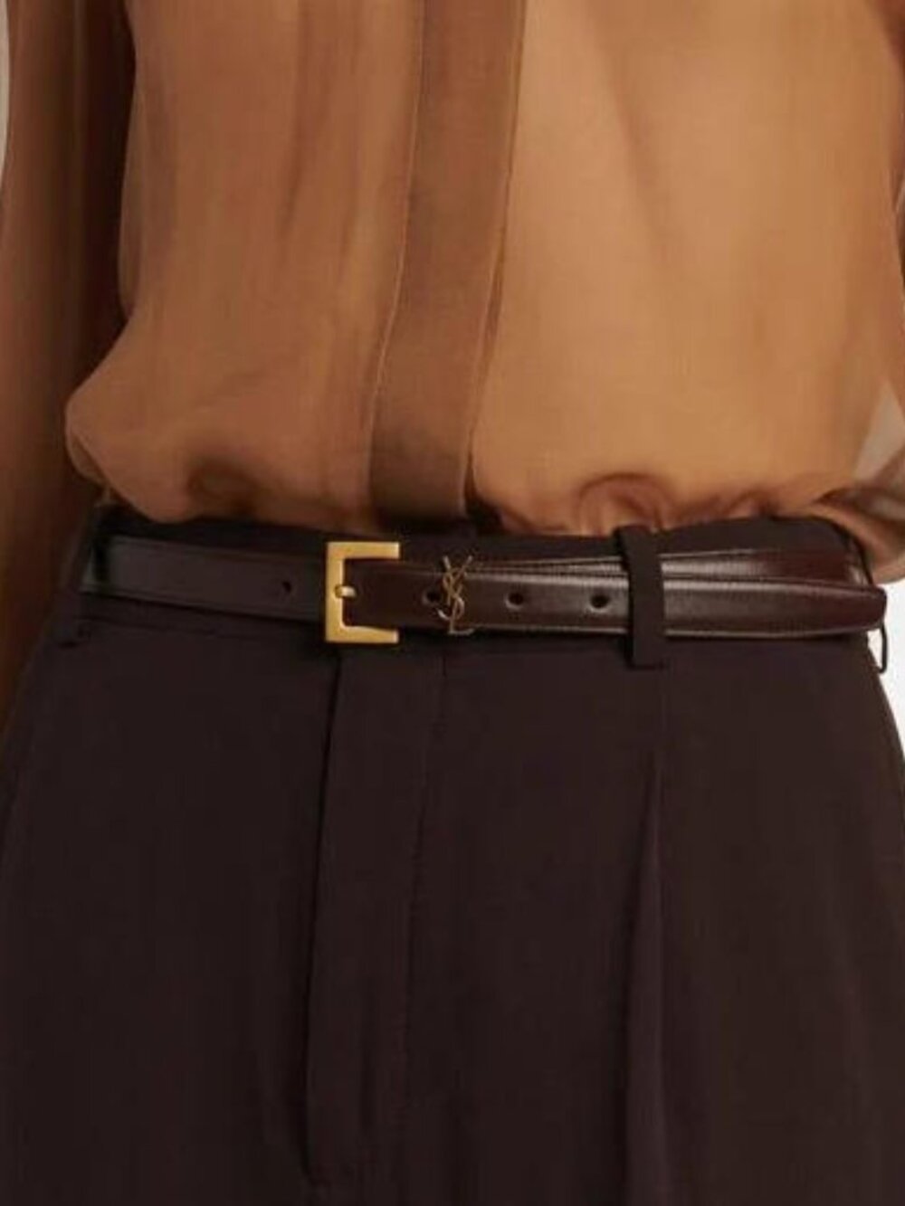 Saint Laurent Dark Brown Belt 90cm - Gold YSL Buckle with Box & Dust Bag - Picture 3 of 6